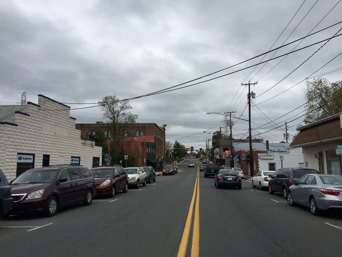 2016-10-27 10 50 30 View north along Virginia State Route 228 and east along Virginia State Secondary Route 606 (Elden Street) at Center Street in Herndon, Fairfax County, Virginia in Herndon, VA